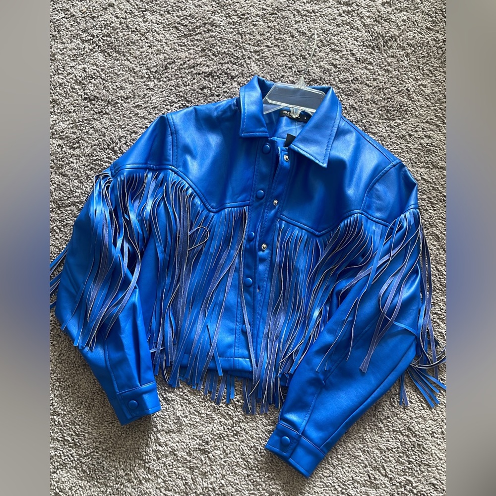 Cobalt Blue Cropped Fringe Jacket